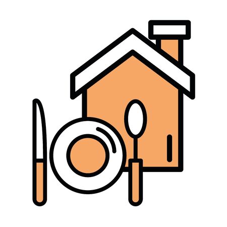 dish with knife and spoon vector illustration designのイラスト素材