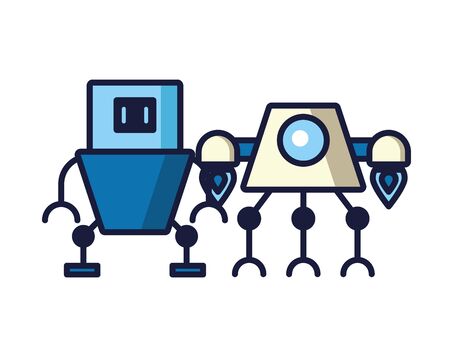 couple of robots technology icons vector illustration designのイラスト素材