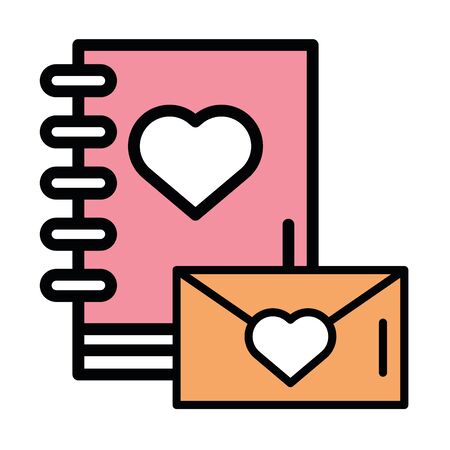 happy valentines day book with heart icon vector illustration designのイラスト素材