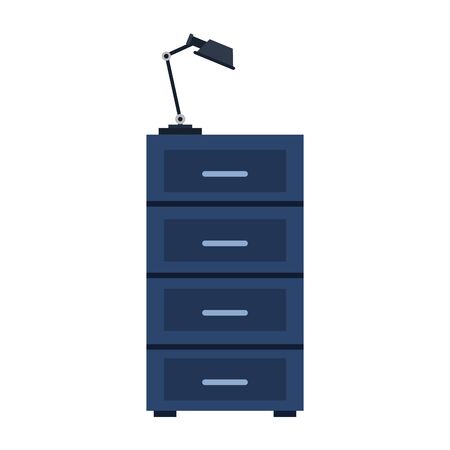 file cabinet with desk lamp icon over white background, vector illustrationのイラスト素材