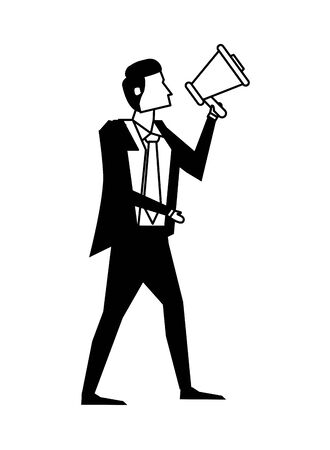 elegant businessman worker with megaphone vector illustration designのイラスト素材