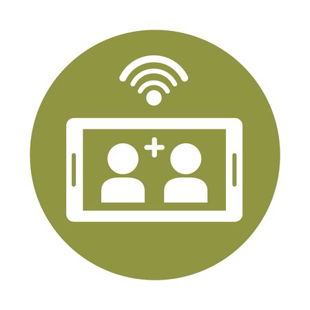 smartphone device with users and wifi signal vector illustration design