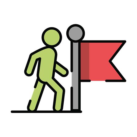 pedestrian silhouette walker with flag vector illustration designのイラスト素材