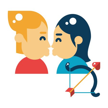 happy valentines day couple with arch and arrow vector illustration designのイラスト素材