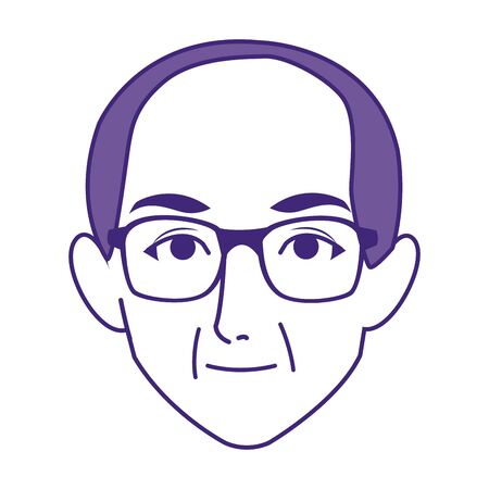 old man with glasses icon over white background, vector illustrationのイラスト素材
