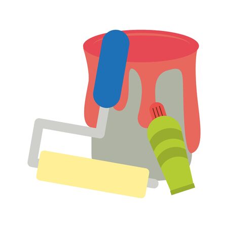 Paint bucket with roilling pin and spray bottle vector illustration graphic designのイラスト素材