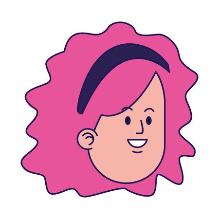 cartoon woman with pink afro hair over white background, vector illustrationのイラスト素材