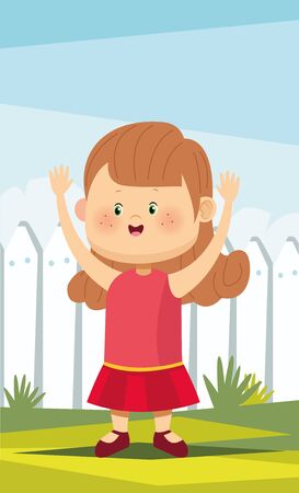 cute little girl in the camp character vector illustration designのイラスト素材