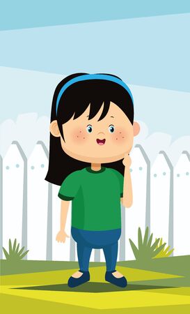 cute little girl in the camp character vector illustration designのイラスト素材