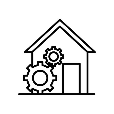 house front facade with gears machine vector illustration designのイラスト素材