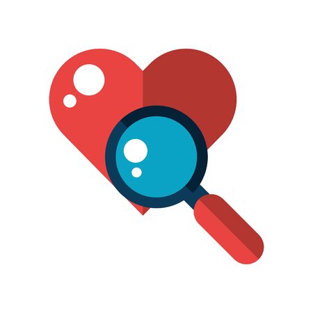 happy valentines day magnifying glass with heart vector illustration designのイラスト素材