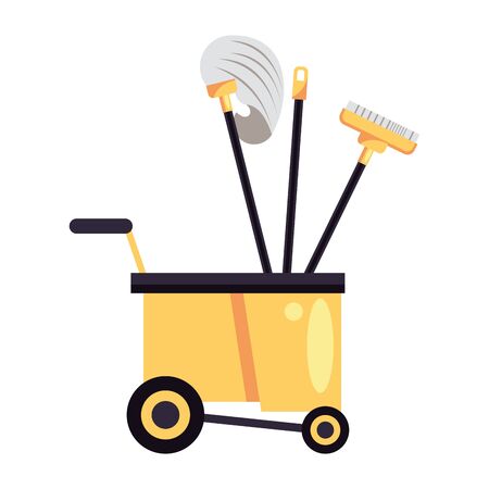 housekepping cart with tools cleaning vector illustration designのイラスト素材