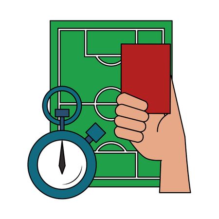 soccer football sport game competition play activity, referee and game objects cartoon vector illustration graphic designのイラスト素材