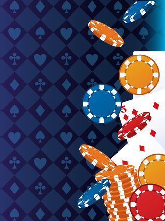 poker cards and chips betting game gambling casino vector illustrationのイラスト素材