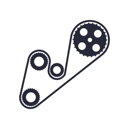car gears and chain assembly piece flat icon vector illustration design