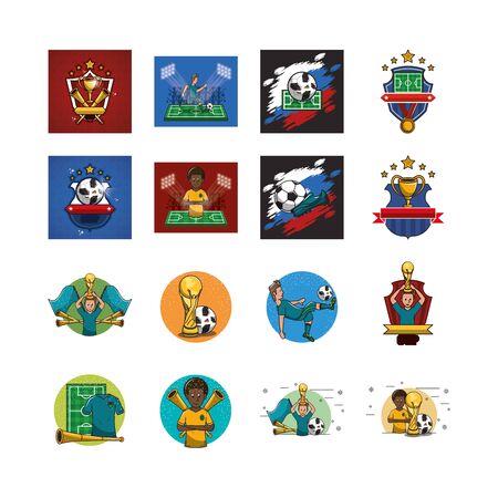 sports and athletes bundle icons vector illustration designのイラスト素材