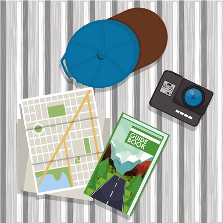 world travel scene with set icons vector illustration designのイラスト素材