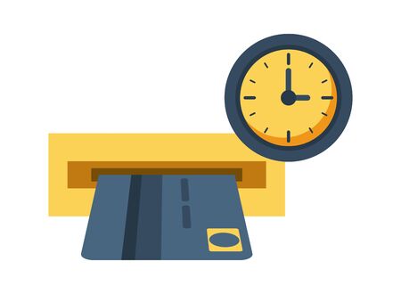 credit card with watch clock vector illustration designのイラスト素材