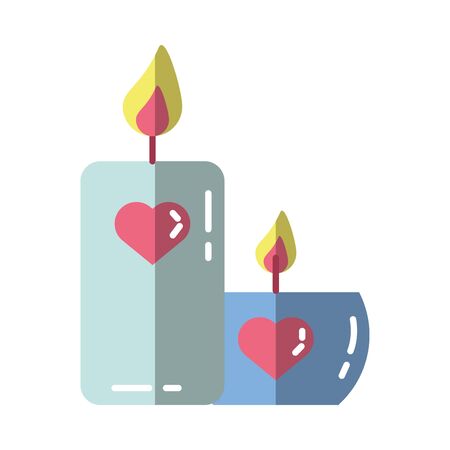 happy valentines day candles with hearts vector illustration designのイラスト素材