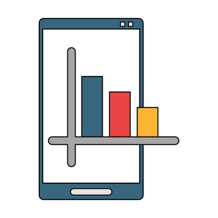Smartphone with statistics bars on screen symbol vector illustration graphic designのイラスト素材