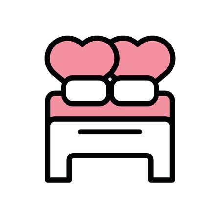 happy valentines day bed with hearts vector illustration designのイラスト素材