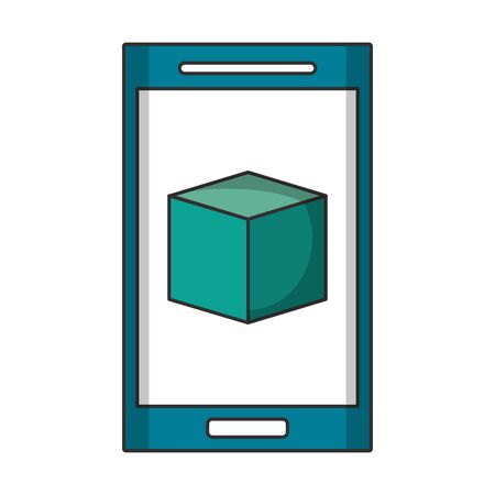 Smartphone with cube on screen symbol vector illustration graphic designのイラスト素材
