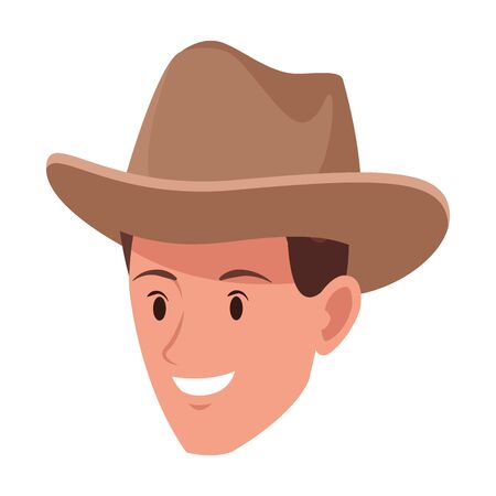 man face with hat avatar cartoon character vector illustration graphic designのイラスト素材