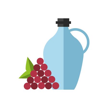 wine jar drink with grapes fruits vector illustration designのイラスト素材