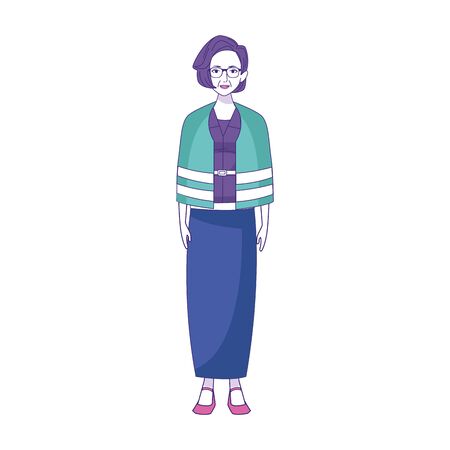 adult woman wearing casual clothes over white background, colorful design, vector illustrationのイラスト素材