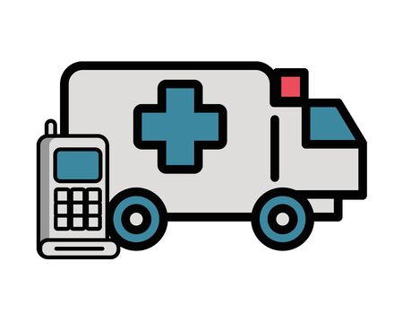 communicator radio military force with ambulance vector illustration designのイラスト素材