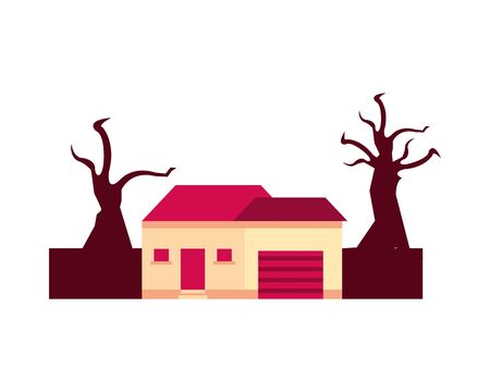 house in forest dry global warming scene vector illustration designのイラスト素材