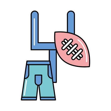 american football sport balloon with goal camp arch and pants vector illustrationのイラスト素材