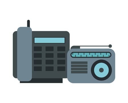 Illustration pour radio music player and telephone vector illustration design - image libre de droit