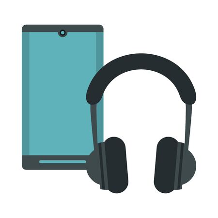 smartphone with earphones devices technology vector illustration designのイラスト素材