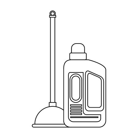 Cleaning equipment and products gloves and toilet pump with soap bottle vector illustration graphic design.のイラスト素材