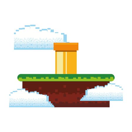 Retro videogame scenery with terrain isolated vector illustration graphic designのイラスト素材