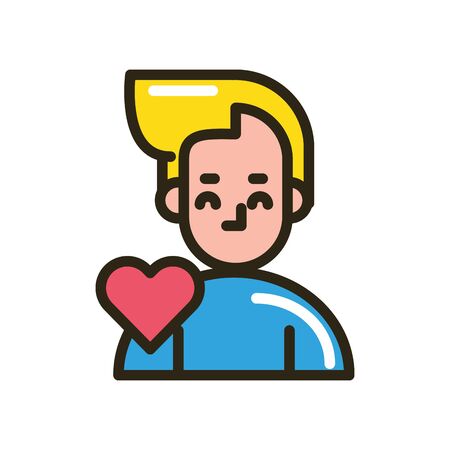 happy valentines day young man with heart vector illustration designのイラスト素材