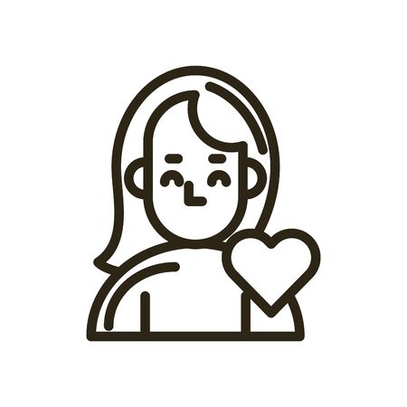 happy valentines day young woman with heart vector illustration designのイラスト素材
