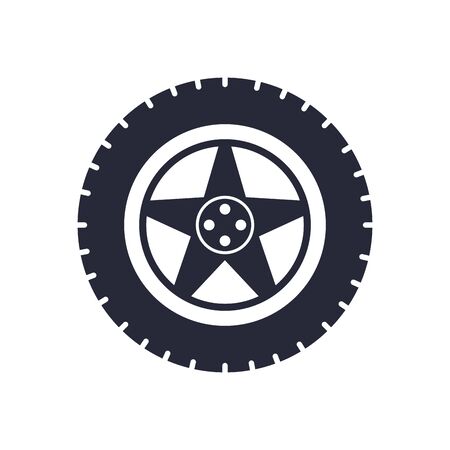 car tyre assembly piece flat icon vector illustration designのイラスト素材
