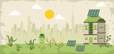 save the nature campaign with landscape scene vector illustration designのイラスト素材