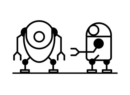 couple of robots technology icons vector illustration designのイラスト素材