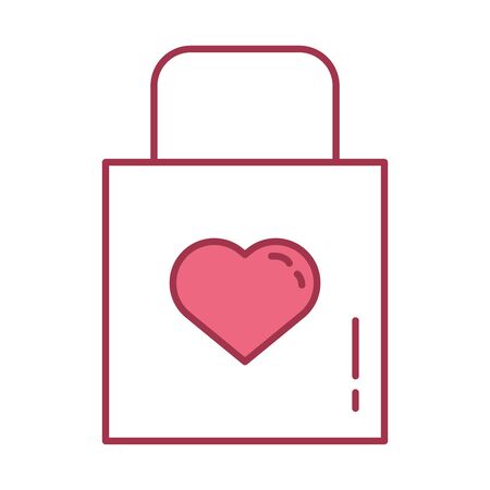 happy valentines day shopping bag with heart icon vector illustration designのイラスト素材