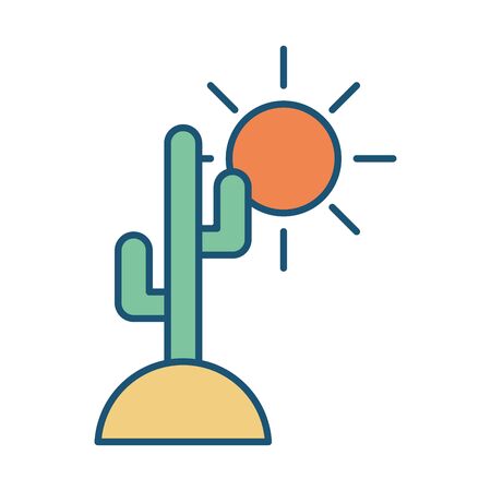cactus plant with sun scene vector illustration designのイラスト素材