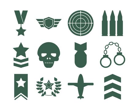 bundle of military set icons illustration designのイラスト素材