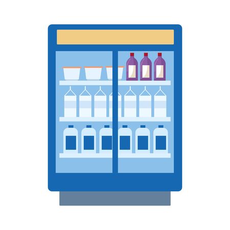 beverages bottles fridge icon over white background, vector illustrationのイラスト素材