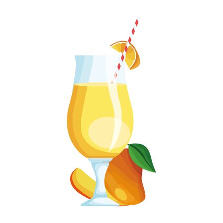 mango juice glass icon over white background, vector illustrationのイラスト素材