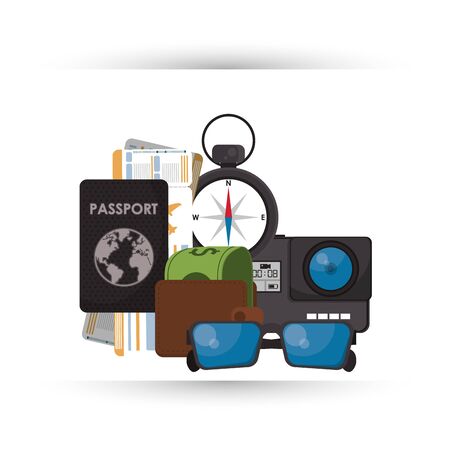 world travel scene with set icons vector illustration designのイラスト素材