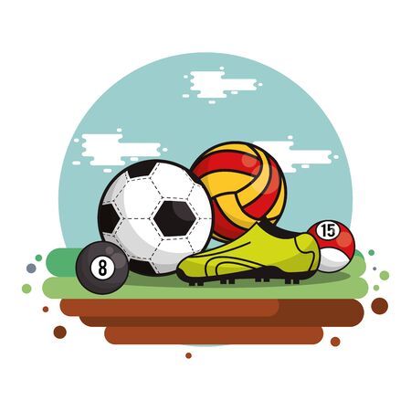 set sports equipment isolated icon vector illustration designのイラスト素材