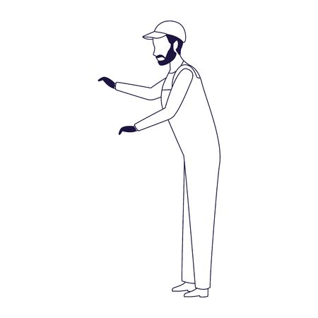 car mechanic standing icon over white background, flat design, vector illustrationのイラスト素材