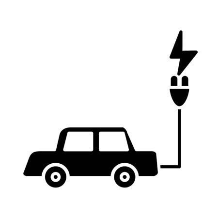 ecology car with connector cable flat style iconのイラスト素材